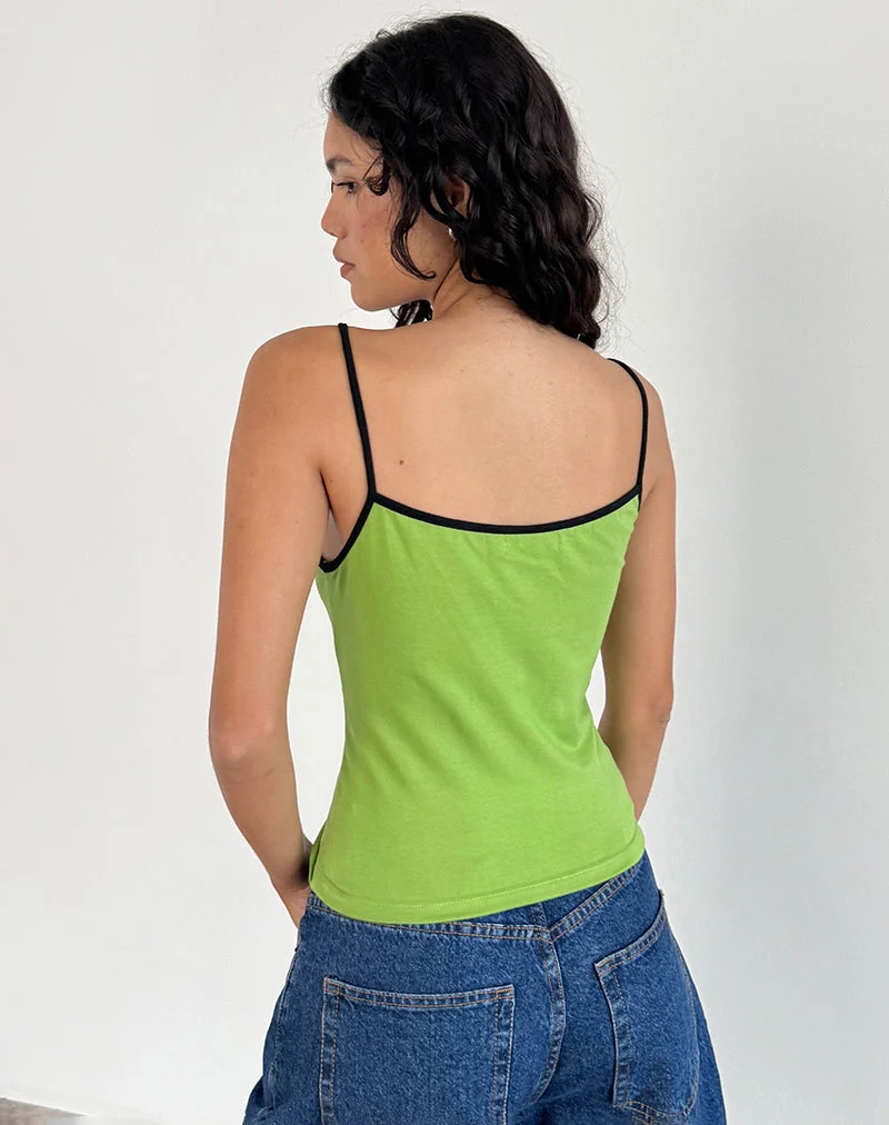 Solani Top in Wasabi mit schwarzer Bindung
