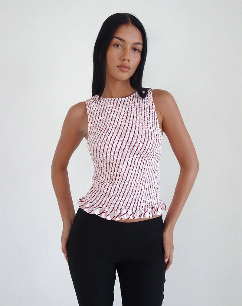 Birita Gerafftes Tank-Top aus geometrischen Kacheln