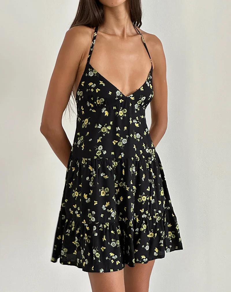 Siskana Minikleid aus Zitrone und Limone Schwarz