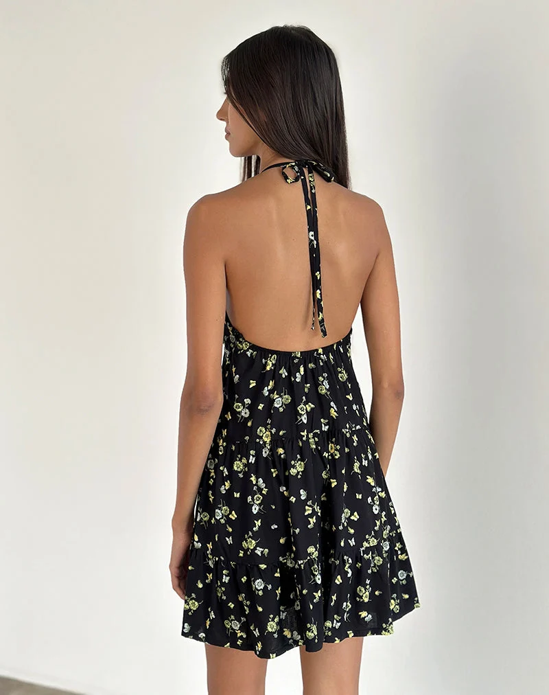 Siskana Minikleid aus Zitrone und Limone Schwarz