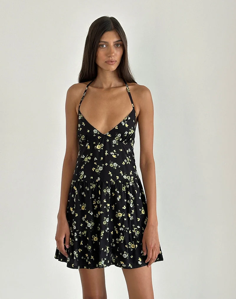 Siskana Minikleid aus Zitrone und Limone Schwarz