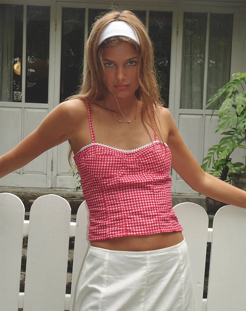 Leif Cami Top aus roter Gingham