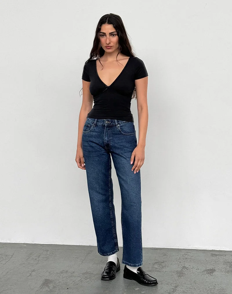Mid Rise Awkward Parallel Jeans in Mid Blue Gebraucht