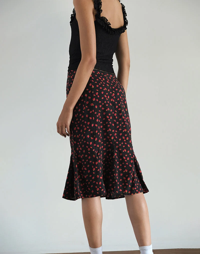 Sima Midirock in Erdbeere Polka Schwarz