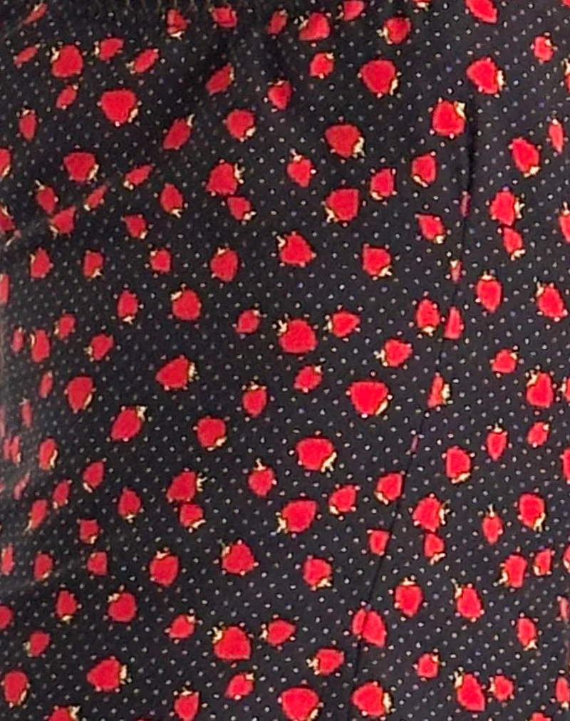 Carys Vest Top in Strawberry Polka Schwarz