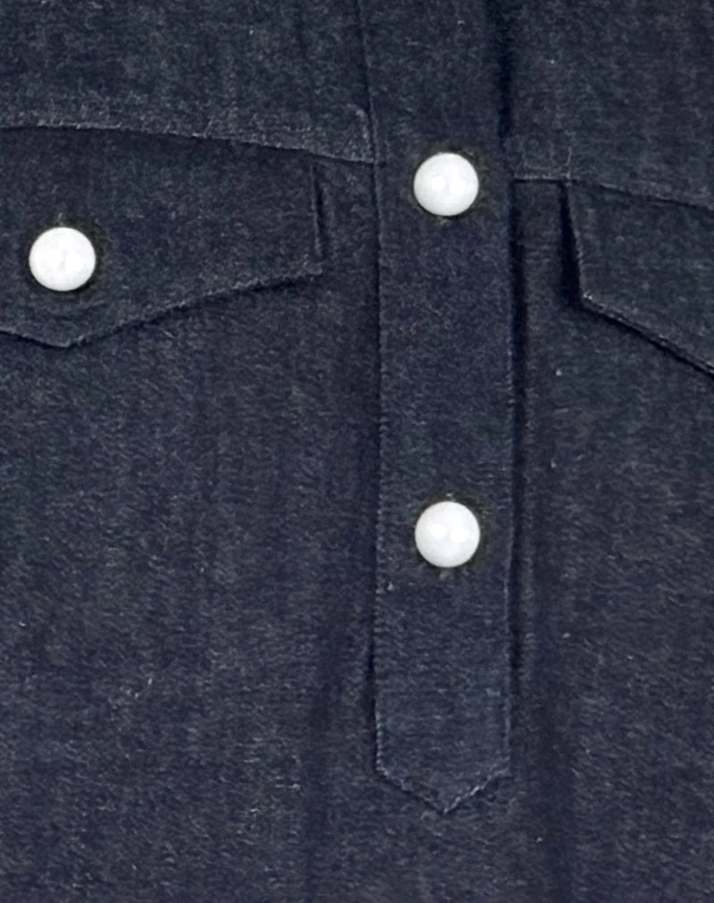 Reiga Smock Minikleid aus Denim Indigo