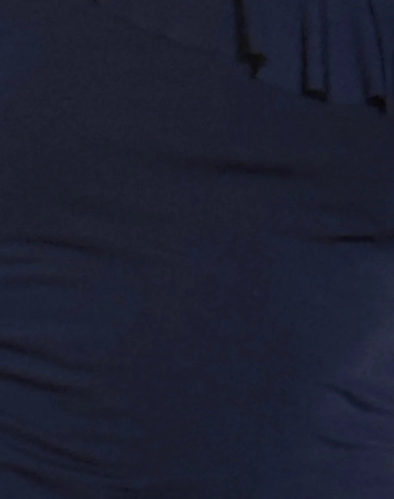 Polly Asymmetrisches Rüschen-Top in Navy