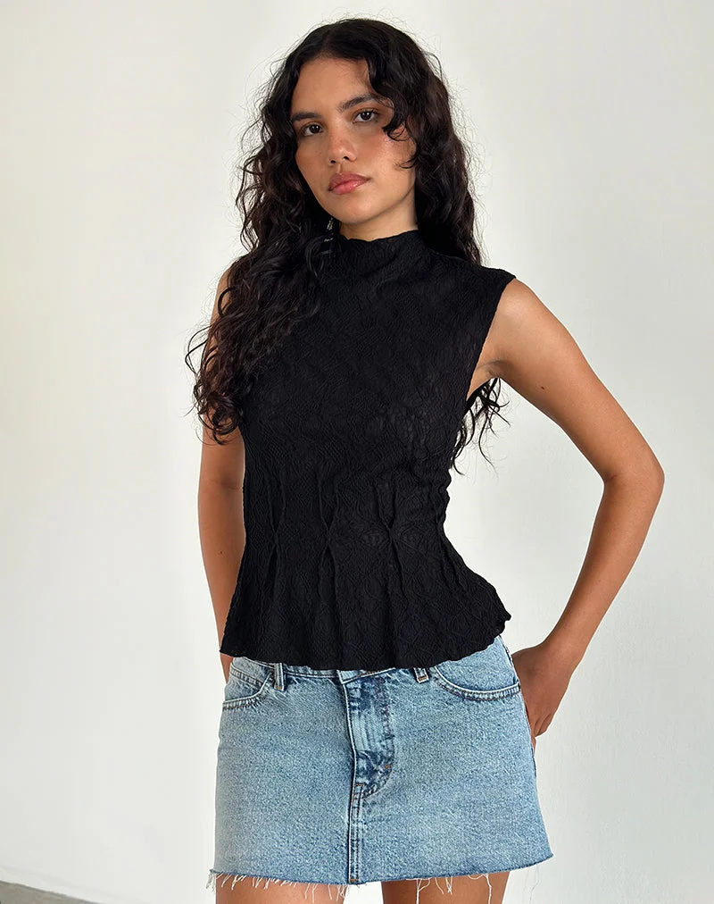 Kimbra Top in Schwarz strukturiert