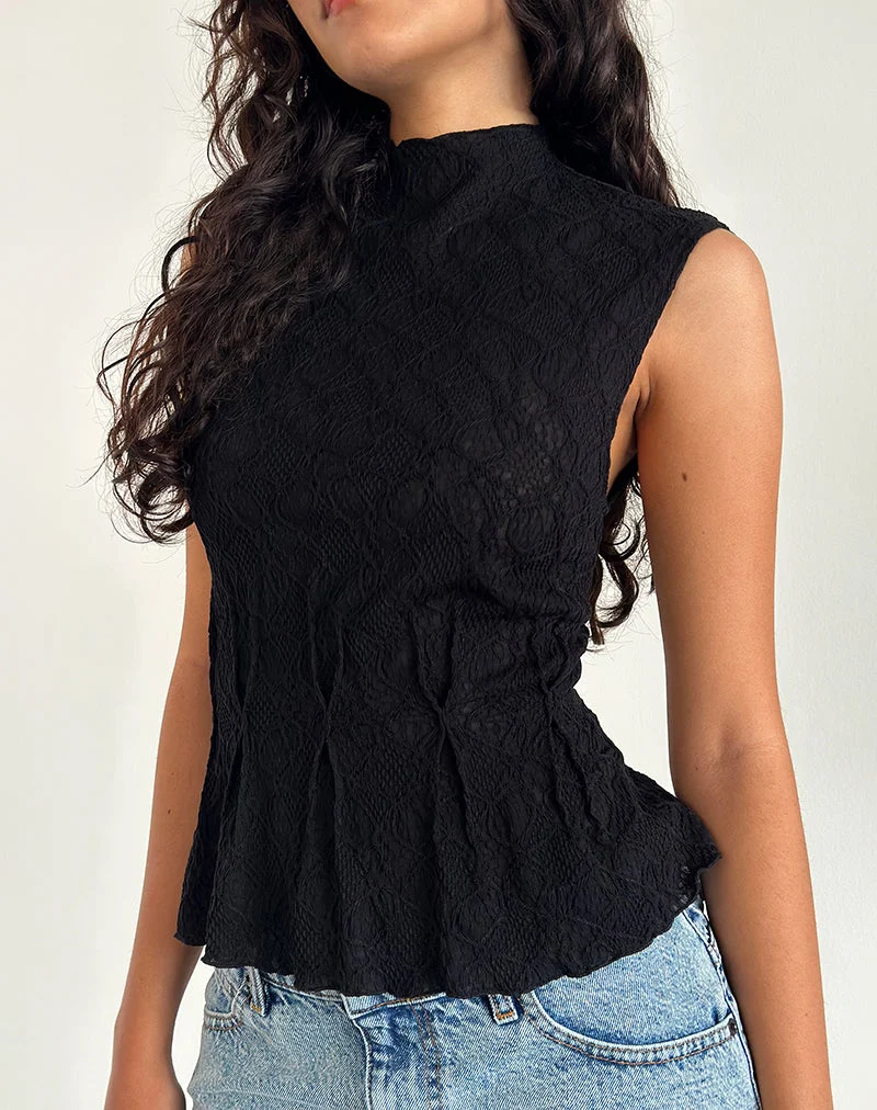 Kimbra Top in Schwarz strukturiert