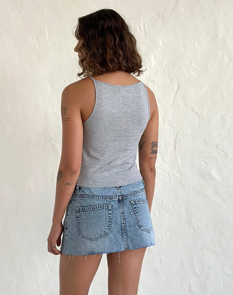 Dudley Vest Top in Grau meliert Gemalte Blume