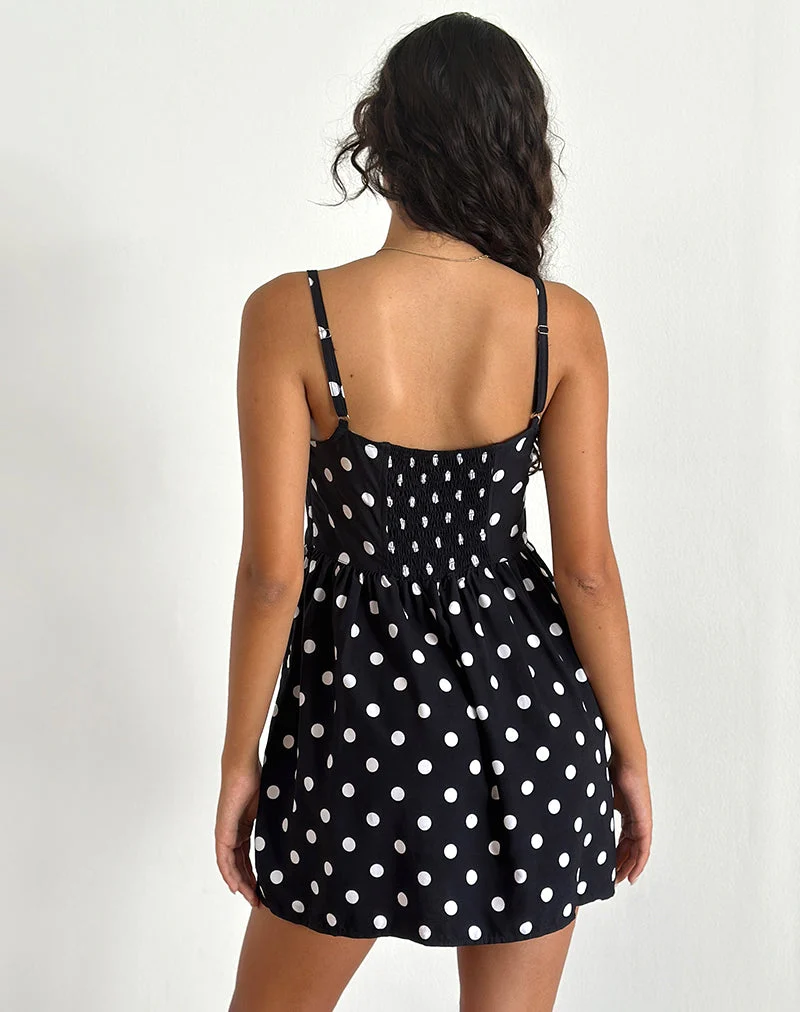 Ramana Minikleid in 80s Polka Schwarz