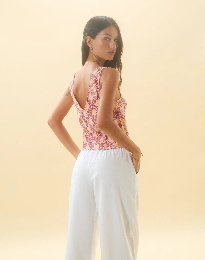 Cantika Top in Bohemian Batik Maroon Pfirsich