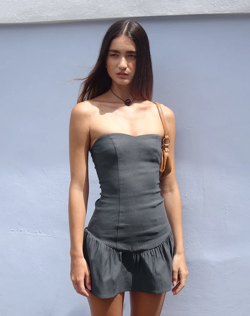 Sabina Bandeau-Minikleid in Anthrazit