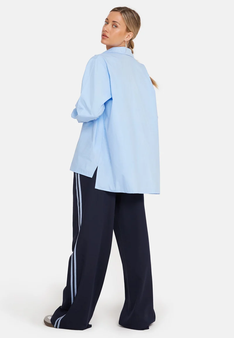 Mavis Button Up Hemd aus Popeline Himmelblau