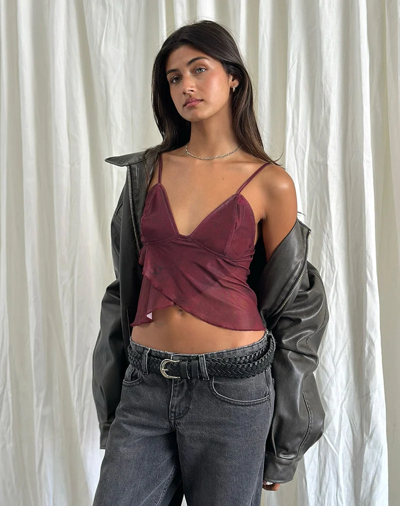 Cojira Mesh Butterfly Top in Burgund Paisley Tonal