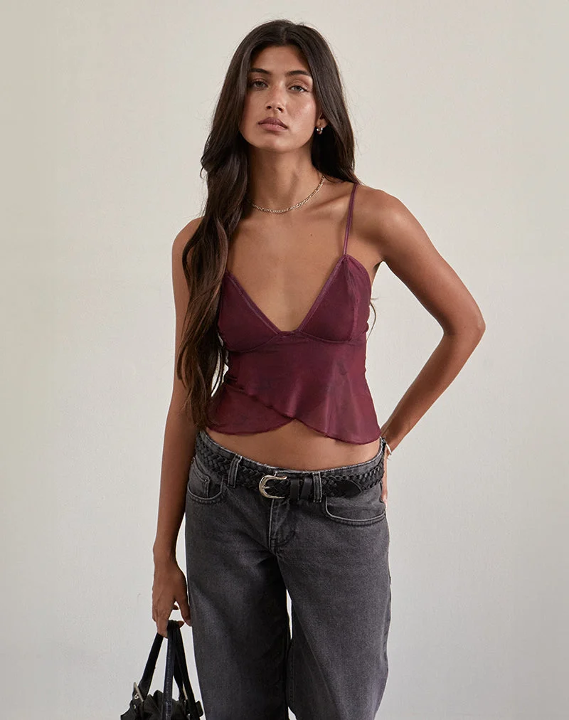 Cojira Mesh Butterfly Top in Burgund Paisley Tonal