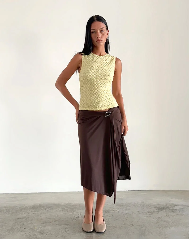 Mohala Top aus Blasenstrick Soft Yellow