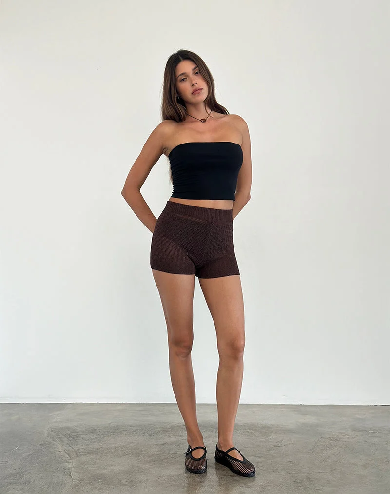 Alina Micro Short aus breitem Rippenstrick Braun