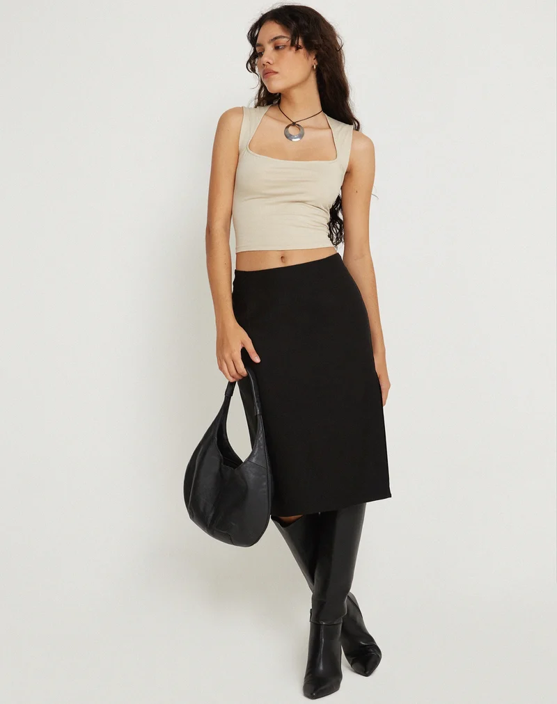 Jinsu Crop Top aus Lycra Kokosnuss-Milch