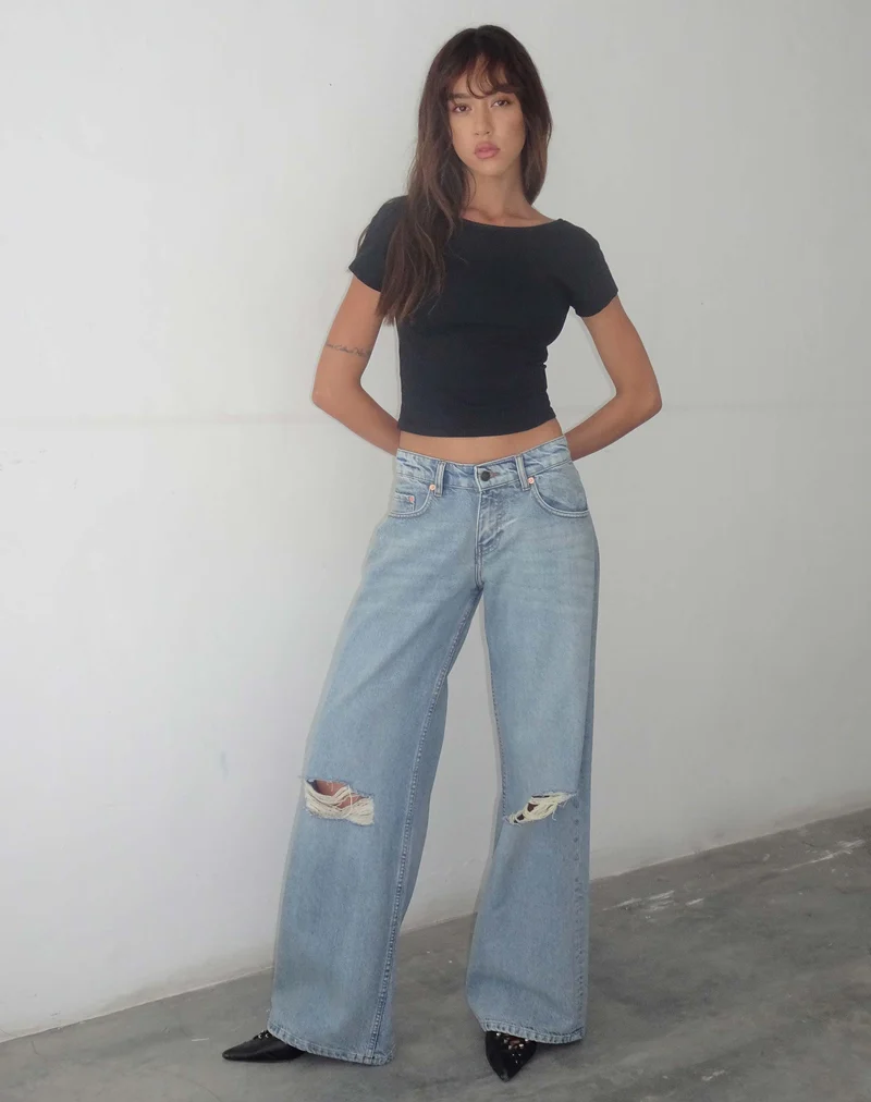 Xiwang Crop Top in Schwarz