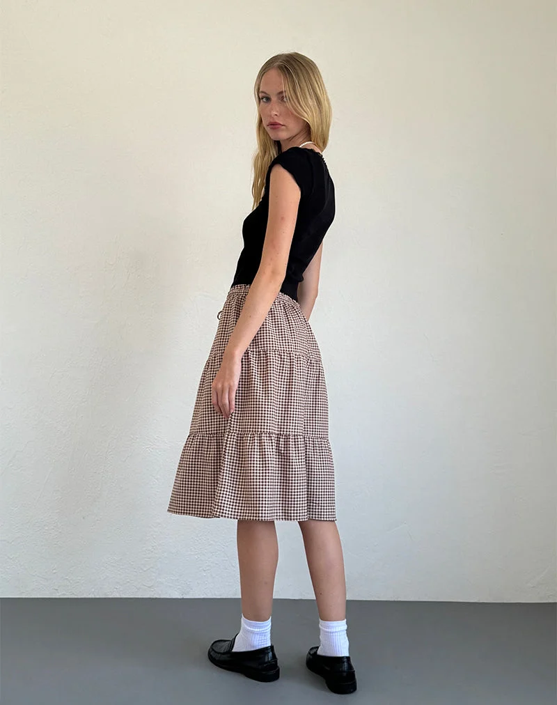 Reef Midirock aus Mini Gingham Braun
