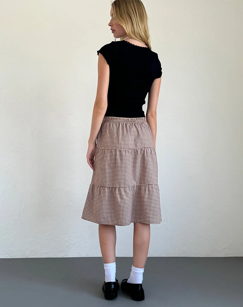 Reef Midirock aus Mini Gingham Braun