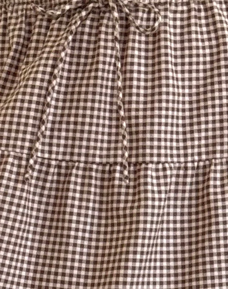 Reef Midirock aus Mini Gingham Braun