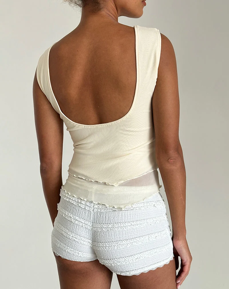 Rochie Asymmetrisches Top aus Mesh Creme
