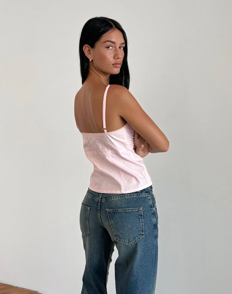 Jepuni Cami Top aus hellrosa Popeline