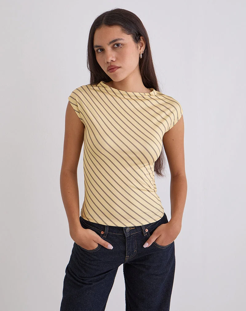 Nova Slinky Top in Gelb mit diagonalen Streifen