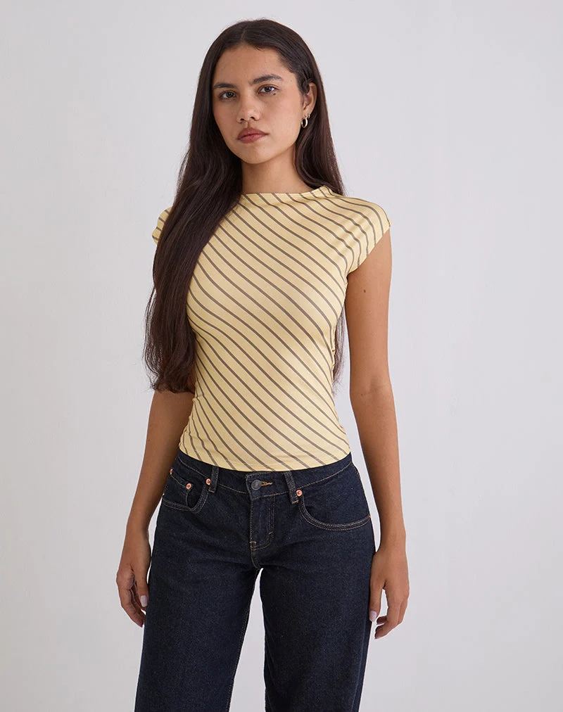 Nova Slinky Top in Gelb mit diagonalen Streifen