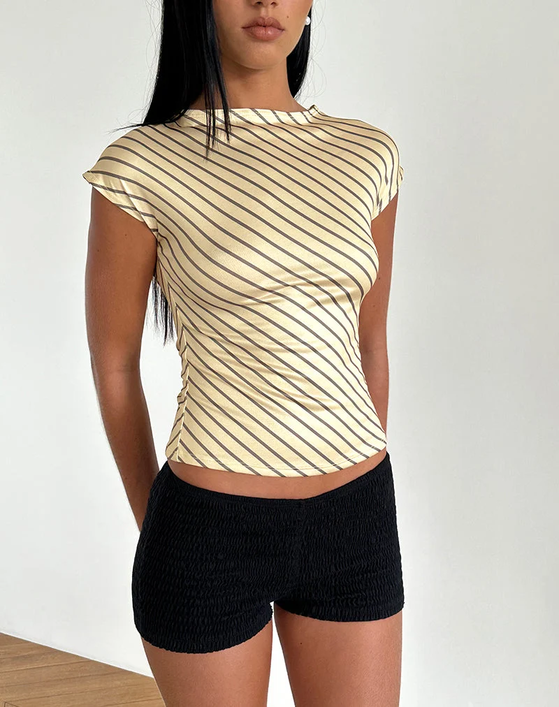 Nova Slinky Top in Gelb mit diagonalen Streifen