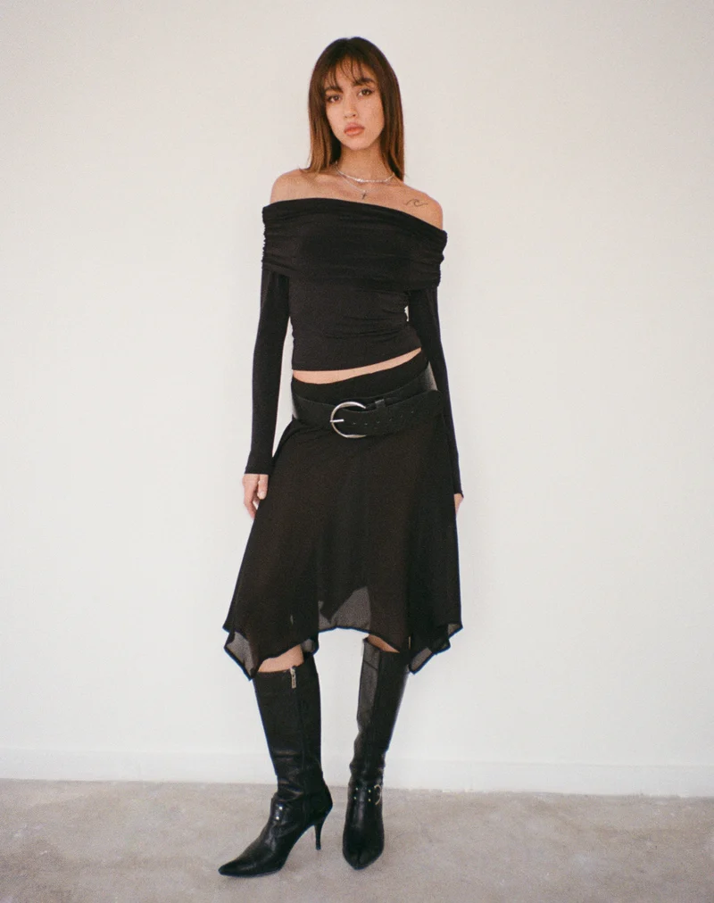 Albertha Midirock aus Chiffon Schwarz