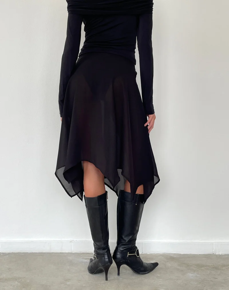 Albertha Midirock aus Chiffon Schwarz