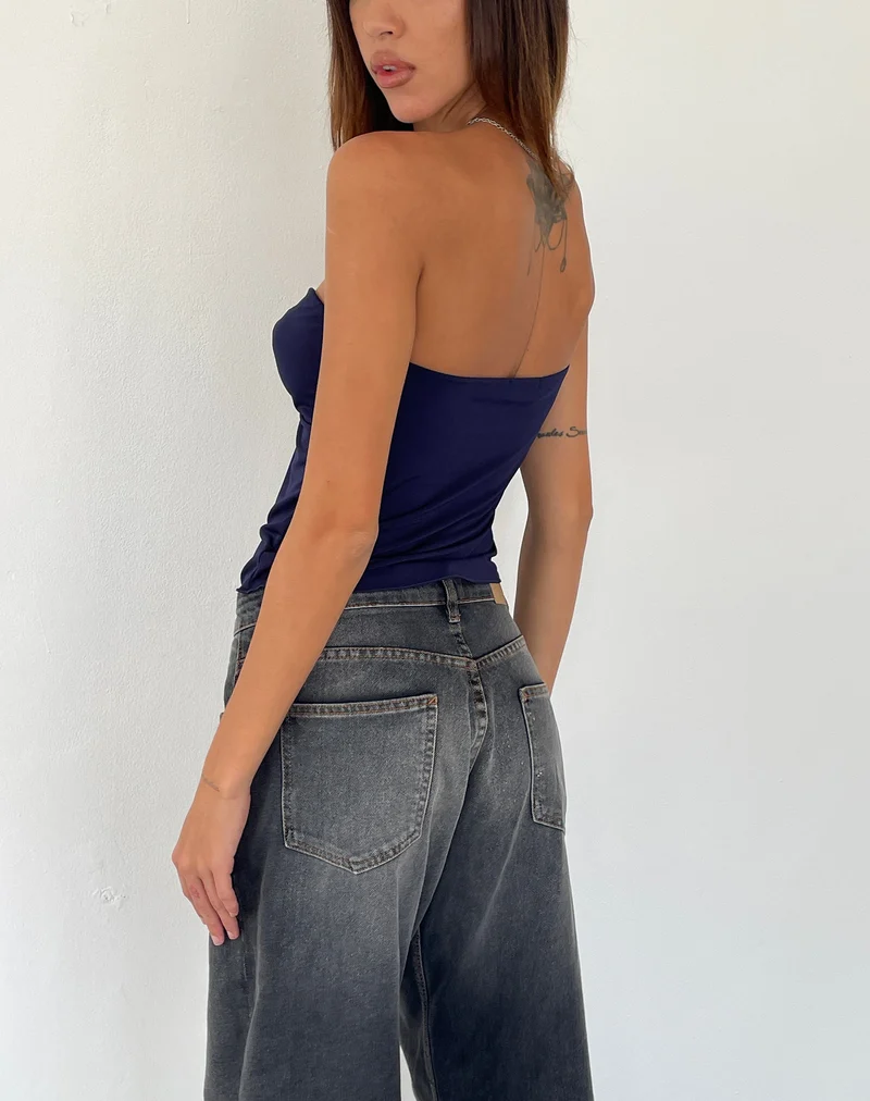 Brea Bandeau Schmetterling Top in Slinky Navy