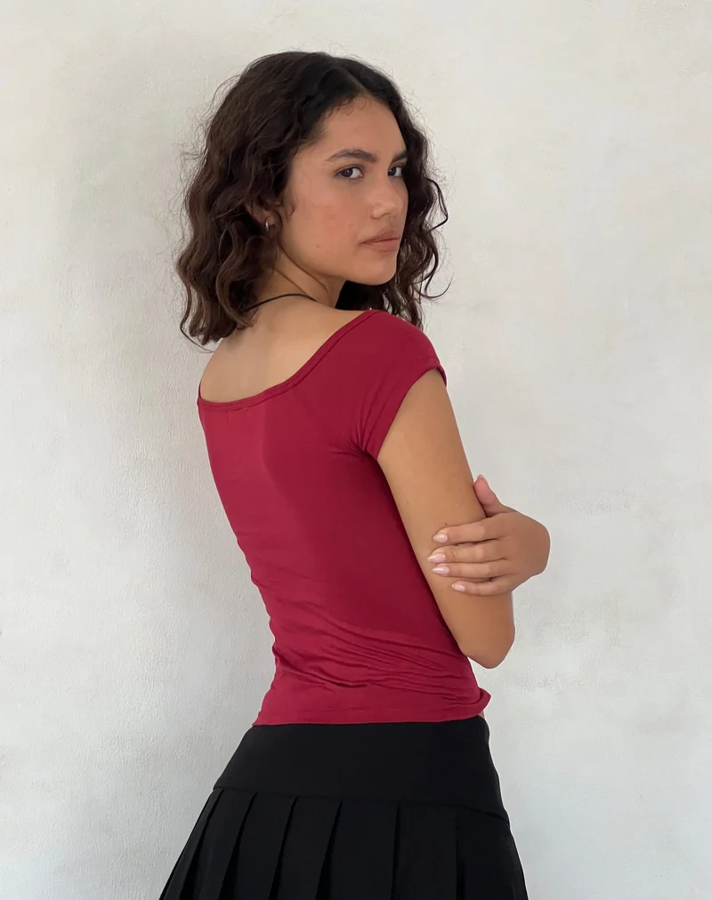 Charya Schulterfreies Oberteil in Adrenalin Rot
