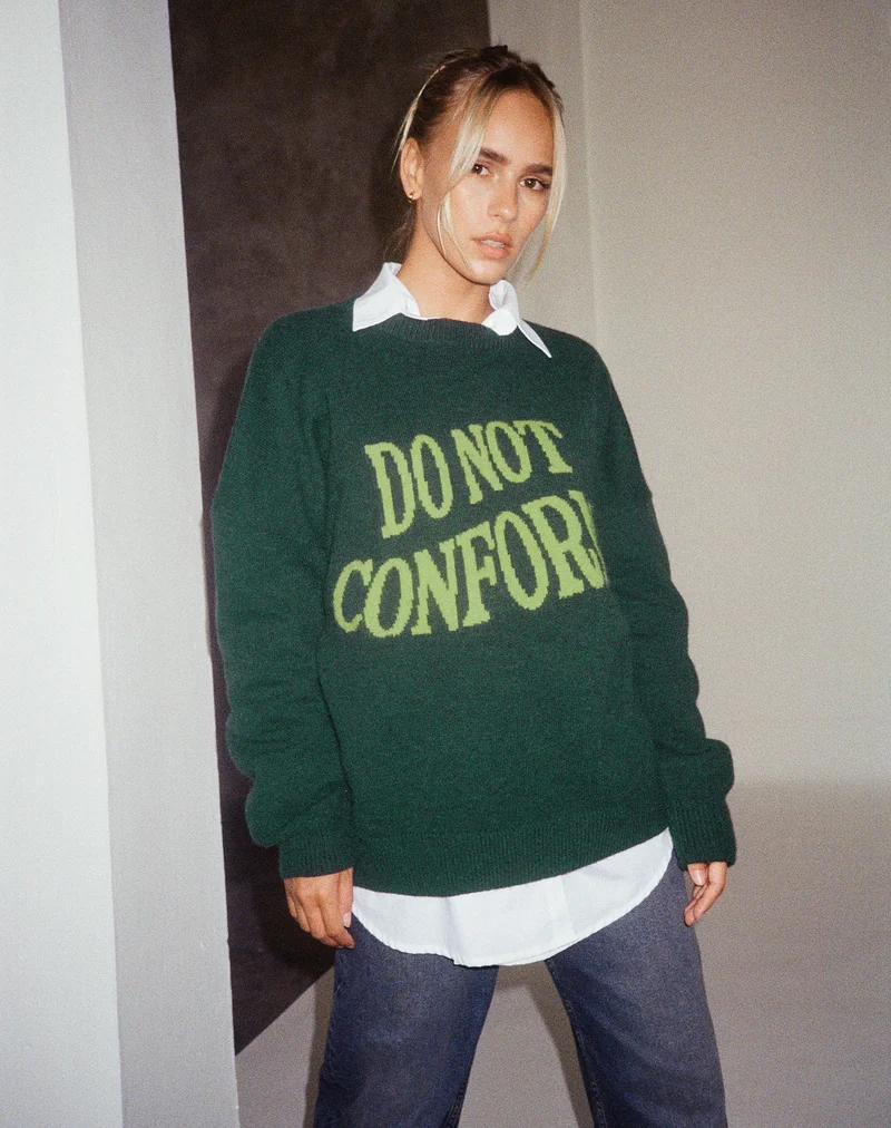 Jamin Pullover in Grün 'Do Not Conform'