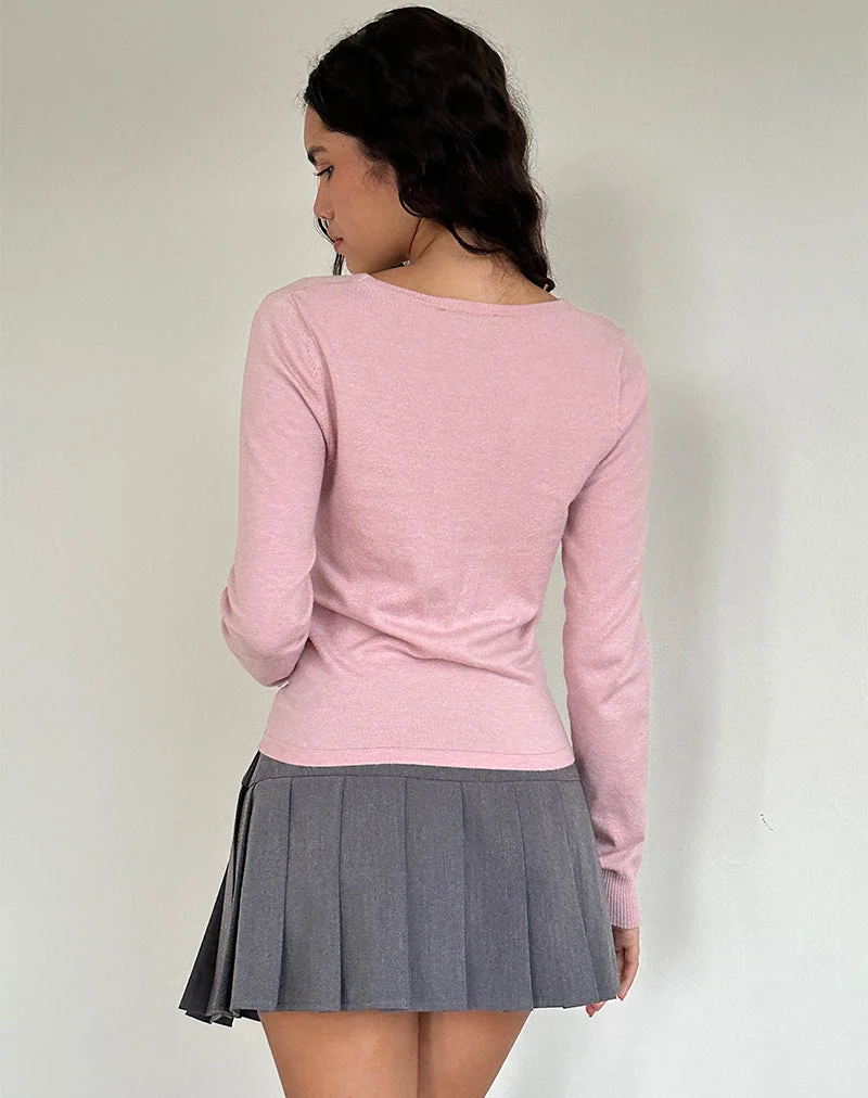 Tirzah gebürstetes Stricktop in Rosa
