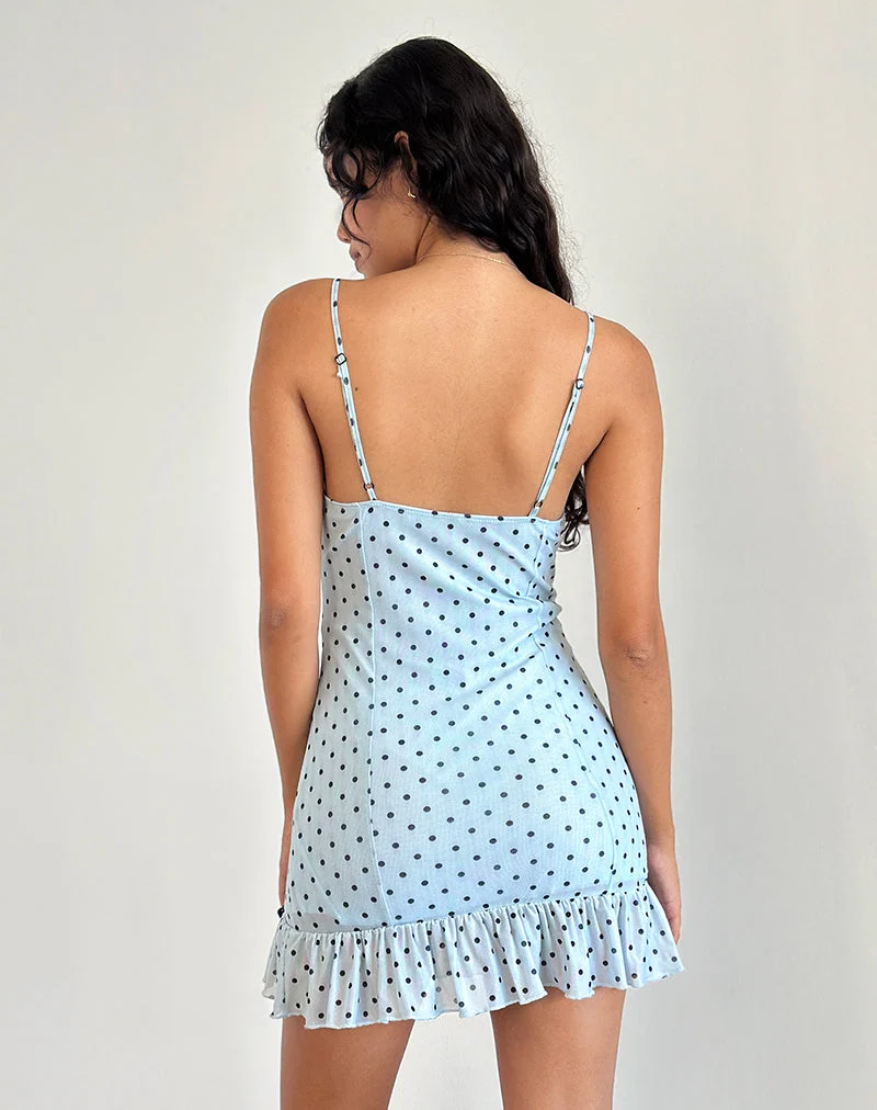 Khalil Minikleid in Blau Schwarz Basic Polka