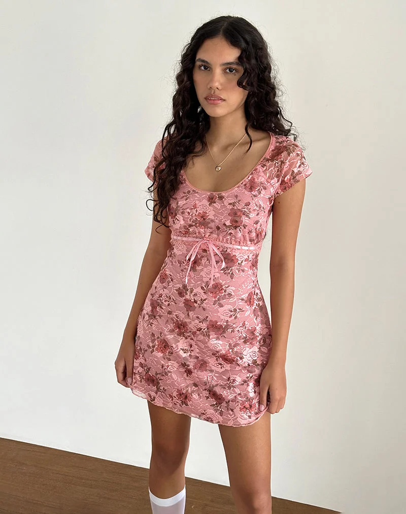 Prinsa Kleid in Rosa Spitze Floral Bloom