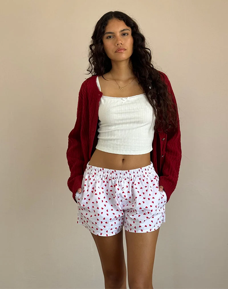 Laboxe Boxershorts in Weiß-Rot-Herz