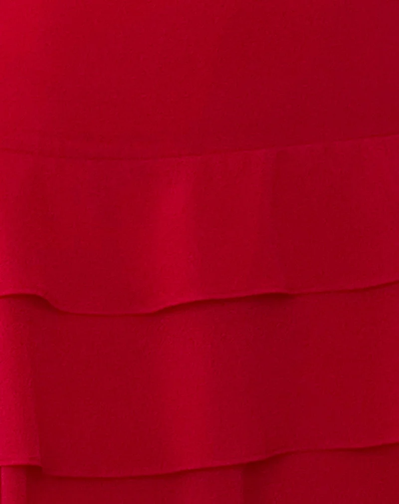 Riasi Ruffle Mini Dress aus Chiffon Rot