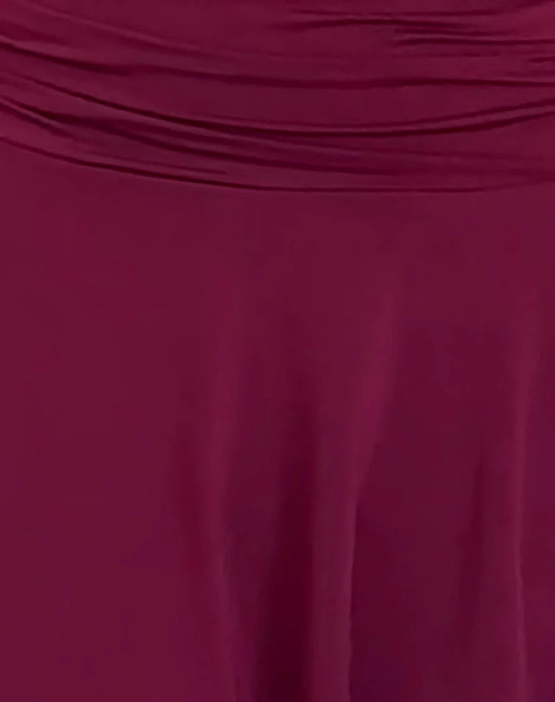 Yasmin Bandeau-Mini-Slinky-Kleid in Burgunderrot