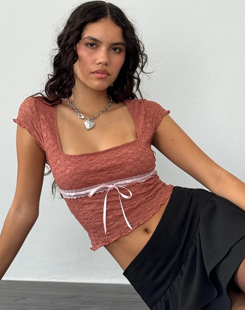 Sherine Spitzen-Top in verwelktem Rosa