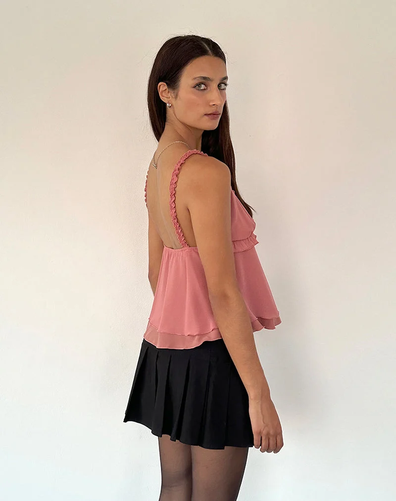 Melinda Rüschen-Cami-Top aus Chiffon in Blush