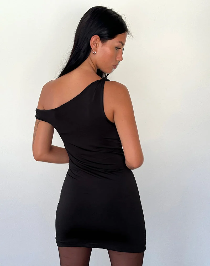 Leona Minikleid mit gedrehten Ärmeln in Schwarz