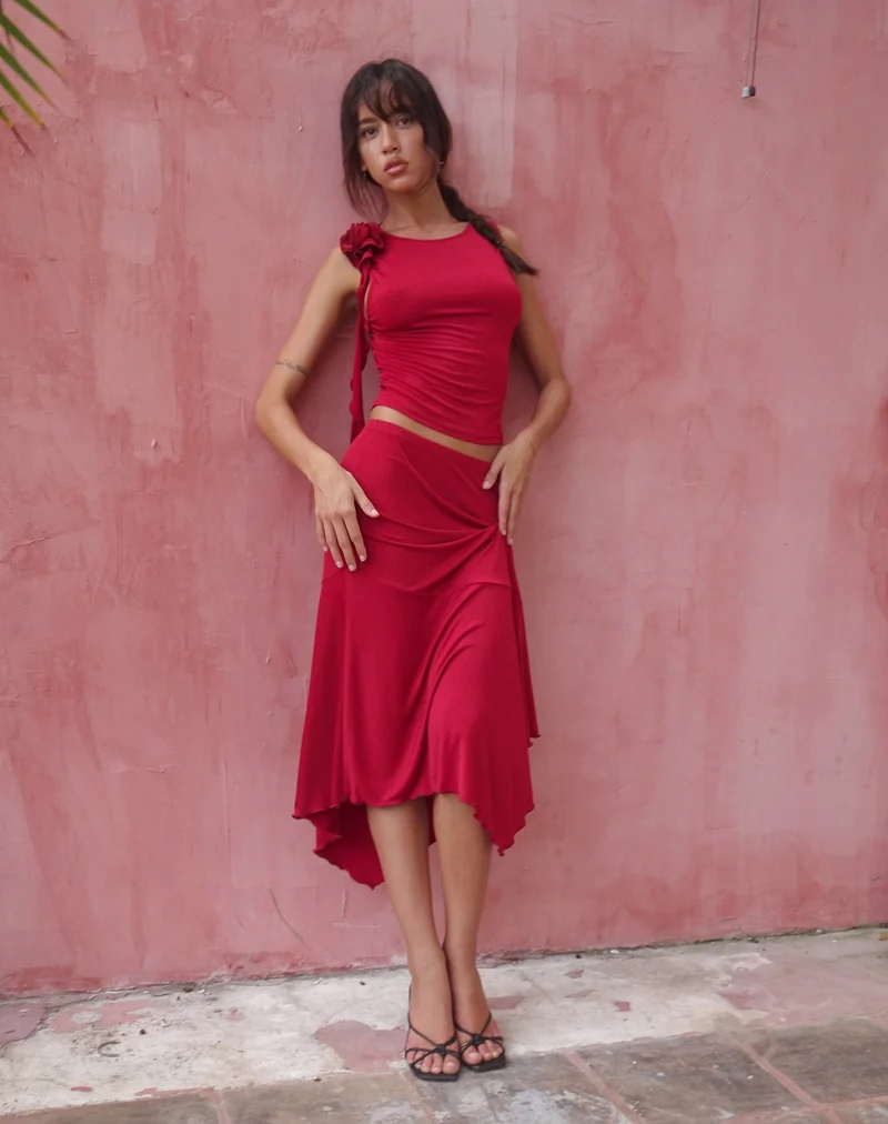 Morena Rosetten-Top in Rot