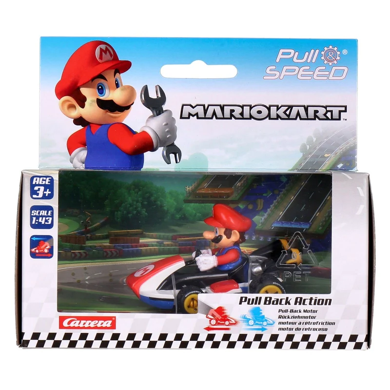 Carrera-Toys Pull and Speed Mario Kart 1:43 farblich sortiert Mario