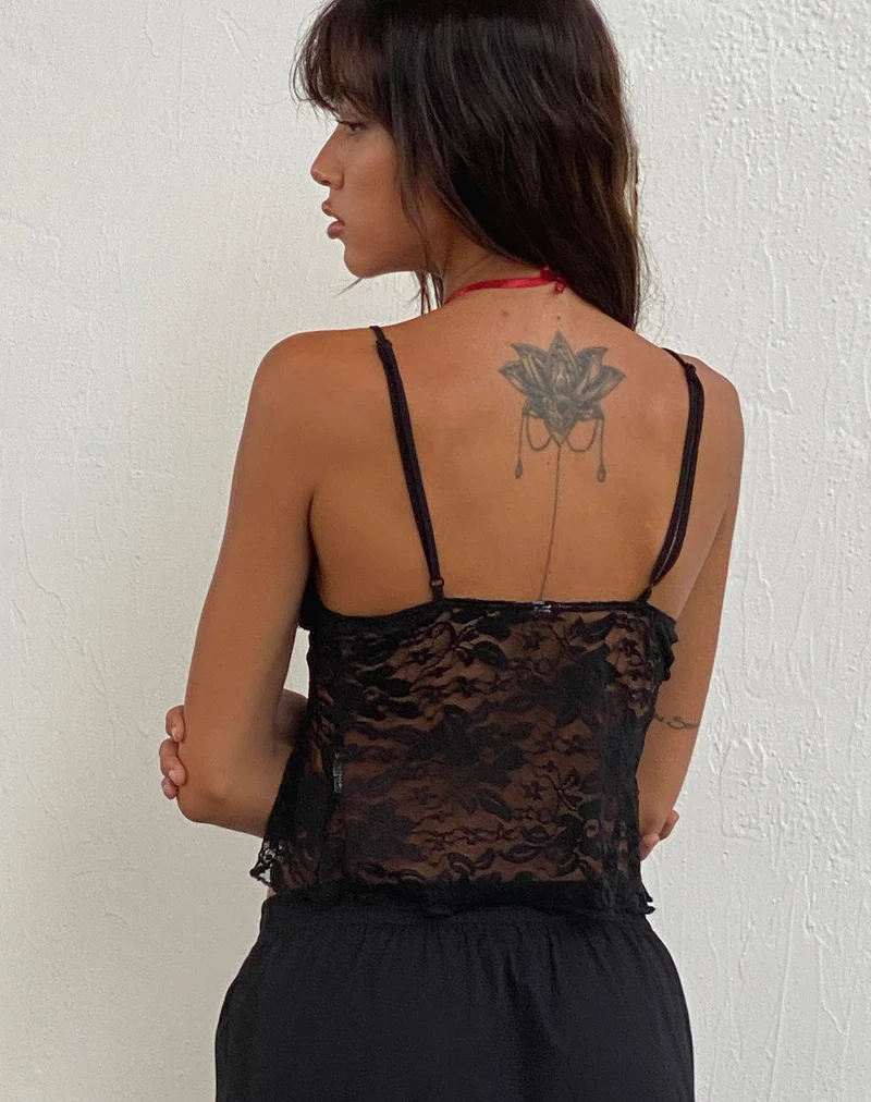 Cojira Spitze Schmetterling Top in Schwarz